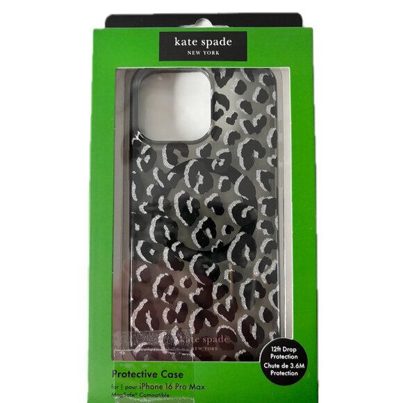 Kate Spade iPhone16 Pro Max Protective Case Glitter Leopard MagSafe  NIB - Picture 1 of 3